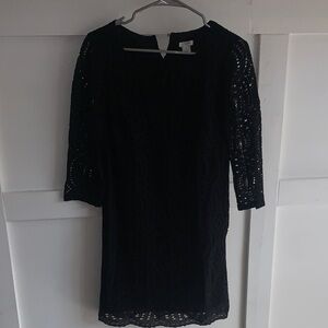 J. Crew Black 3/4 Sleeve Lace Dress